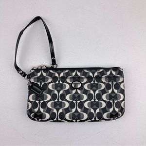 Coach Wristlet Dream C Logo in Coated Canvas Black Gray White